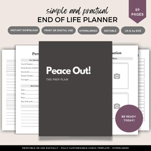 Planejador de fim de vida, pasta de emergência, em caso de emergência, nota de falecimento, modelo de obituário, em caso de emergência, planejamento de legado