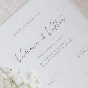 Personalisierte Hochzeitsurkunde – mit individuellem Text | inklusive Druck auf Büttenpapier