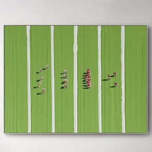 NFL Super Bowl Wall Art Textured Canvas Art Green Wall Art American Football Art Impasto Painting Minimalist Sport Art Sports Fan Gift