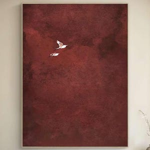 Surrealist Crimson Sky Painting Pure Red Wall Decor · Abstract Art Painting · Minimalist Wall Art · Maximalist Decor · Crimson Wall Art