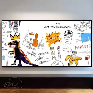Large Colorful Graffiti Abstract Painting: Basquiat Style Home Wall Decor