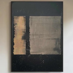 Black painting on canvas wabi sabi painting wabi sabi wall art black brown abstract wall art black texture minimalist painting plaster art
