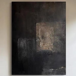 black brown abstract wall art wabi sabi painting Black painting on canvas wabi sabi wall art  black texture minimalist painting plaster art
