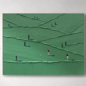 Green Abstract Painting Large Green Golf Canvas Wall Art Green Textured Wall Art Golf Course Painting Golf Lovers Gifts Handmade Painting