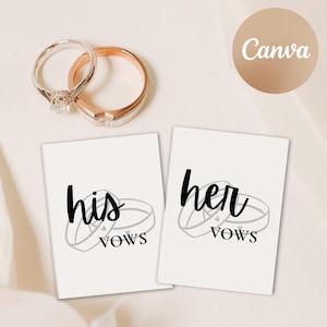 Modelo de Voto de Casamento Digital, Casamento Minimalista, Votos para Ele e para Ela, Votos para Imprimir para Ele e para Ela, Cartão de Votos de Casamento, Download Instantâneo