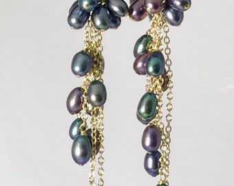 Black Pearl Chandelier Earrings