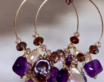 Amethyst Raindrop Hoops