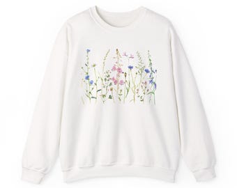 Floral Crewneck Sweatshirt - Cozy Gift for Nature Lovers, Spring Fashion, Casual Wear, Gardening, Mother&#39;s Day