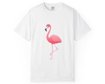 Chic Flamingo Tee, Casual Summer T-Shirt, Vacation Wear, Beach Outfit, Gift for Bird Lovers, Colorful Graphic Shirt