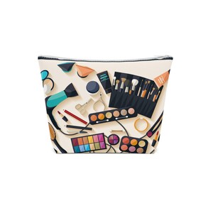 Makeup Lover&#39;s Cotton Cosmetic Bag - Beauty Essentials Organizer, Makeup Kit, Travel Pouch, Gift for Her, Cosmetic Storage