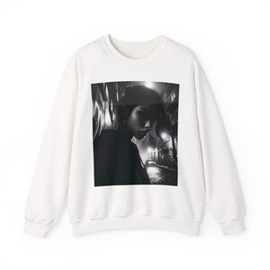 Urban Noir Graphic Sweatshirt, Cozy Streetwear, Gift Idea for Teens, Stylish Layering Piece, Perfect for Fall & Winter