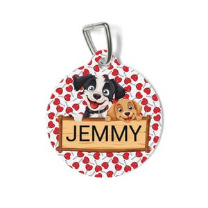 Custom Pet Tag with Heart Design, Personalized Dog Name Tag, Cute Cat Tag, Pet ID Tag, Unique Pet Accessory, Gift for Pet Lovers
