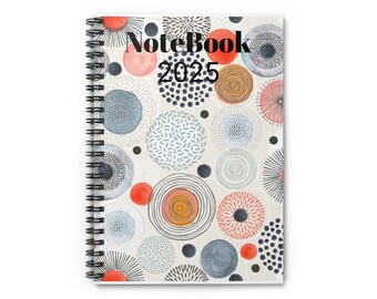 Colorful Spiral Notebook 2025 | Whimsical Stationery for Note-taking, Journaling, Gift for Students & Artists, Creative Diary