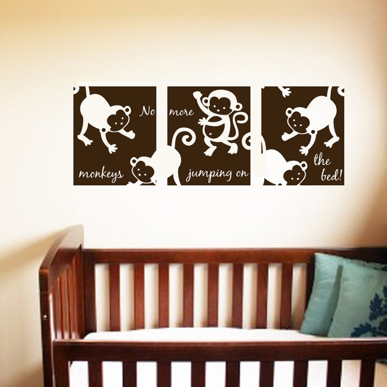 Monkey Wall Decals 3 Panels 36x13 Nursery removable Etsy