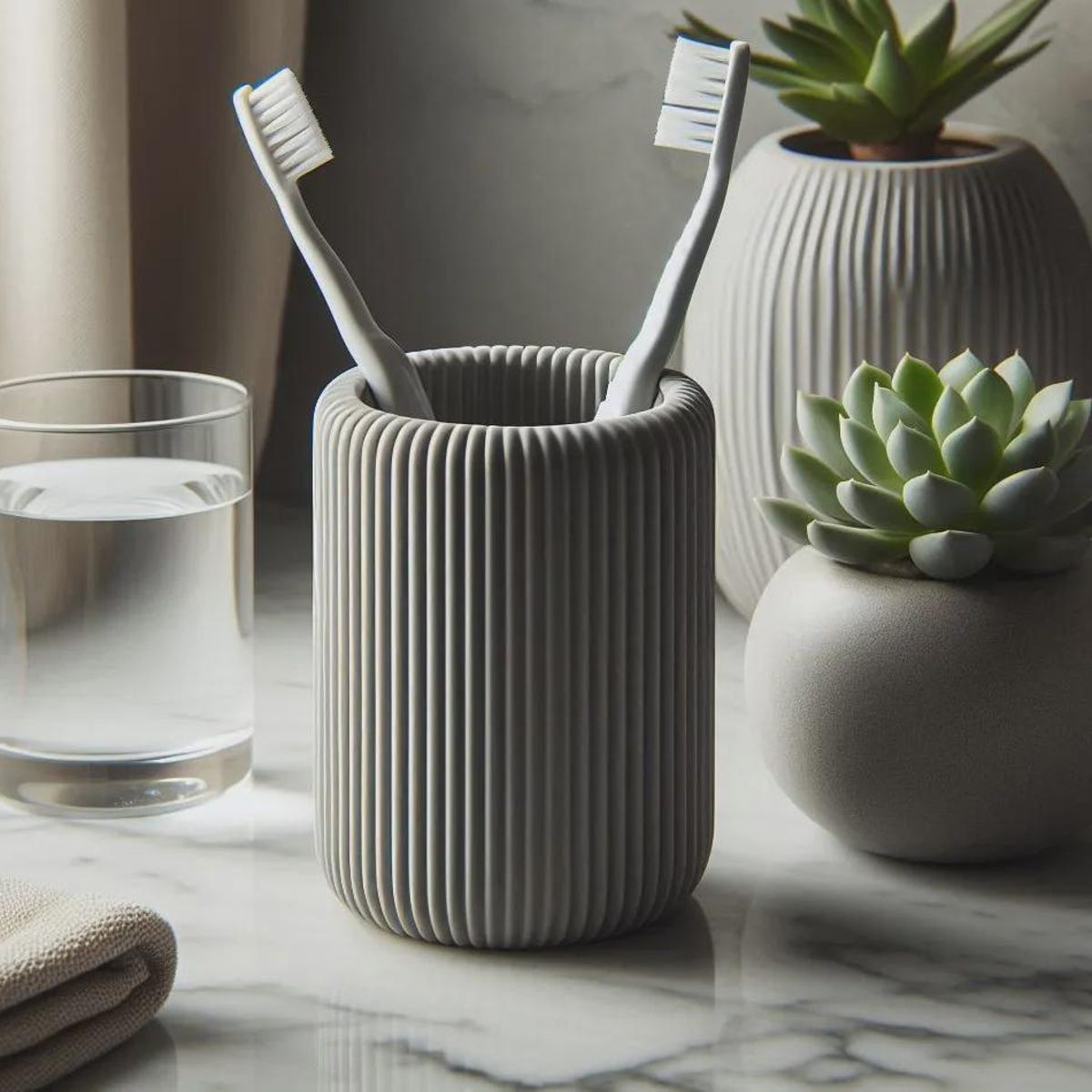 Modern Ribbed Toothbrush & Toothpaste Holder - Etsy