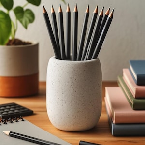 Textured Round Pencil Holder | 3D Printed Desk Organizer