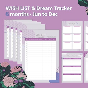 Lista de deseos y rastreador de sueños: imprimible y editable en Canva