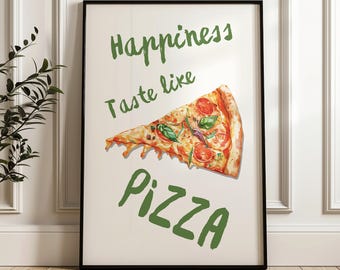 Watercolor Pizza Wall Art for Kitchen Decor, Digital Printable