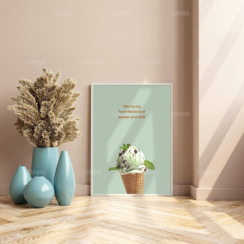 Mint Chocolate Ice Cream Quote Poster – Sweet and Chill Wall Art ...