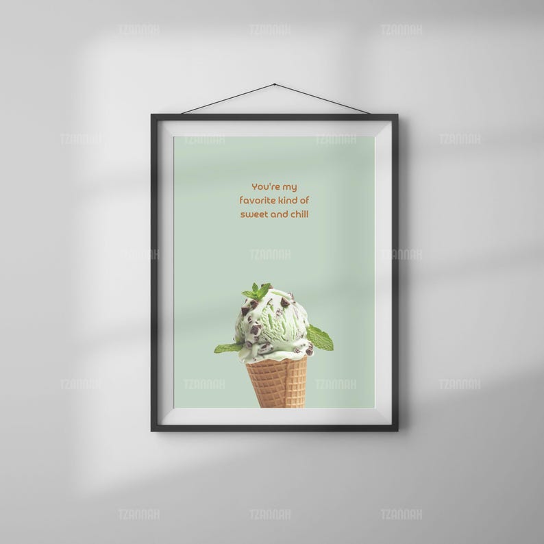 Mint Chocolate Ice Cream Quote Poster – Sweet and Chill Wall Art ...