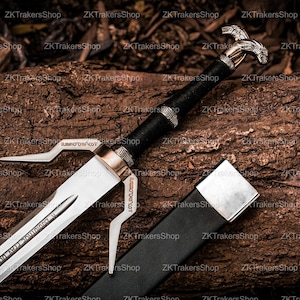 Custom Handmade Carbon Steel The Witcher 3 Sword, Sword of Geralt of Rivia, Feline sword, Griffin sword With Scabbard, Best Anniversary Gift