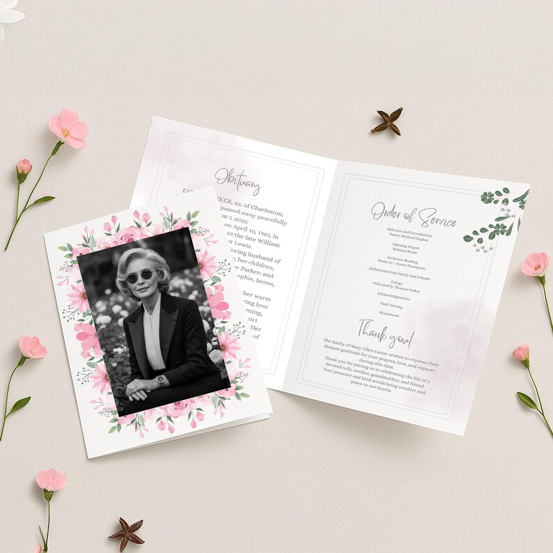 Elegant Funeral Program Template | Canva Celebration of Life Program ...