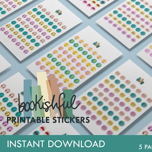 Paquete de pegatinas de iconos imprimibles: «Levántate y muévete» (PDF) – Pegatinas redondas pastel – 5 páginas – Puntos para planificador y diario – Descarga instantánea en PDF