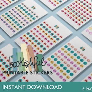 Paquete de pegatinas imprimibles con íconos: «Vagar y maravillarse» (PDF) – Pegatinas redondas pastel – 5 páginas – Puntos para planificador y diario – Descarga instantánea en PDF