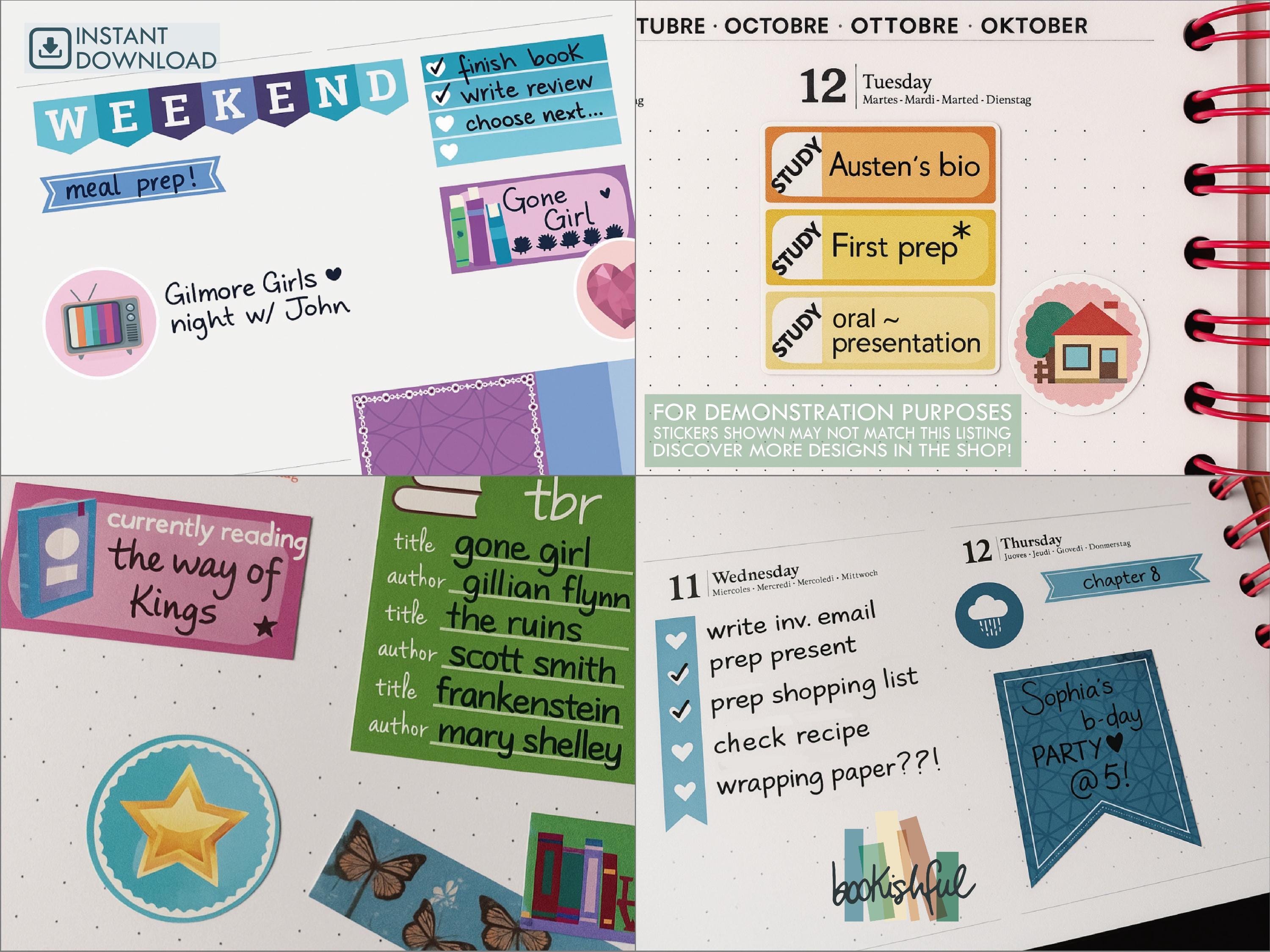 Autumn Reader Sticker Bundle: Reading Journal & Planner (instant ...