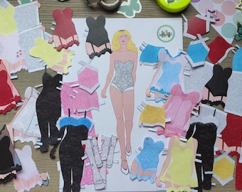 Kit imprimible de muñecas de papel de moda, tema 'Dulce estrella del pop' (archivos PDF)