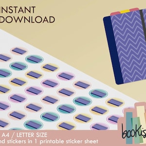 Pegatinas de iconos imprimibles – Cuaderno/Diario/Agenda – Pegatinas redondas pastel para agenda (PDF) – 56 puntos por hoja – Descarga instantánea en PDF