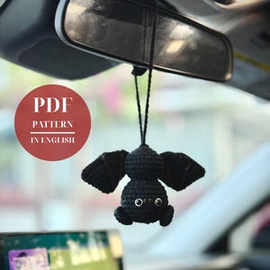 Crochet Bat Halloween Pattern PDF: Amigurumi Keychain, Car Hanger (10 inches)