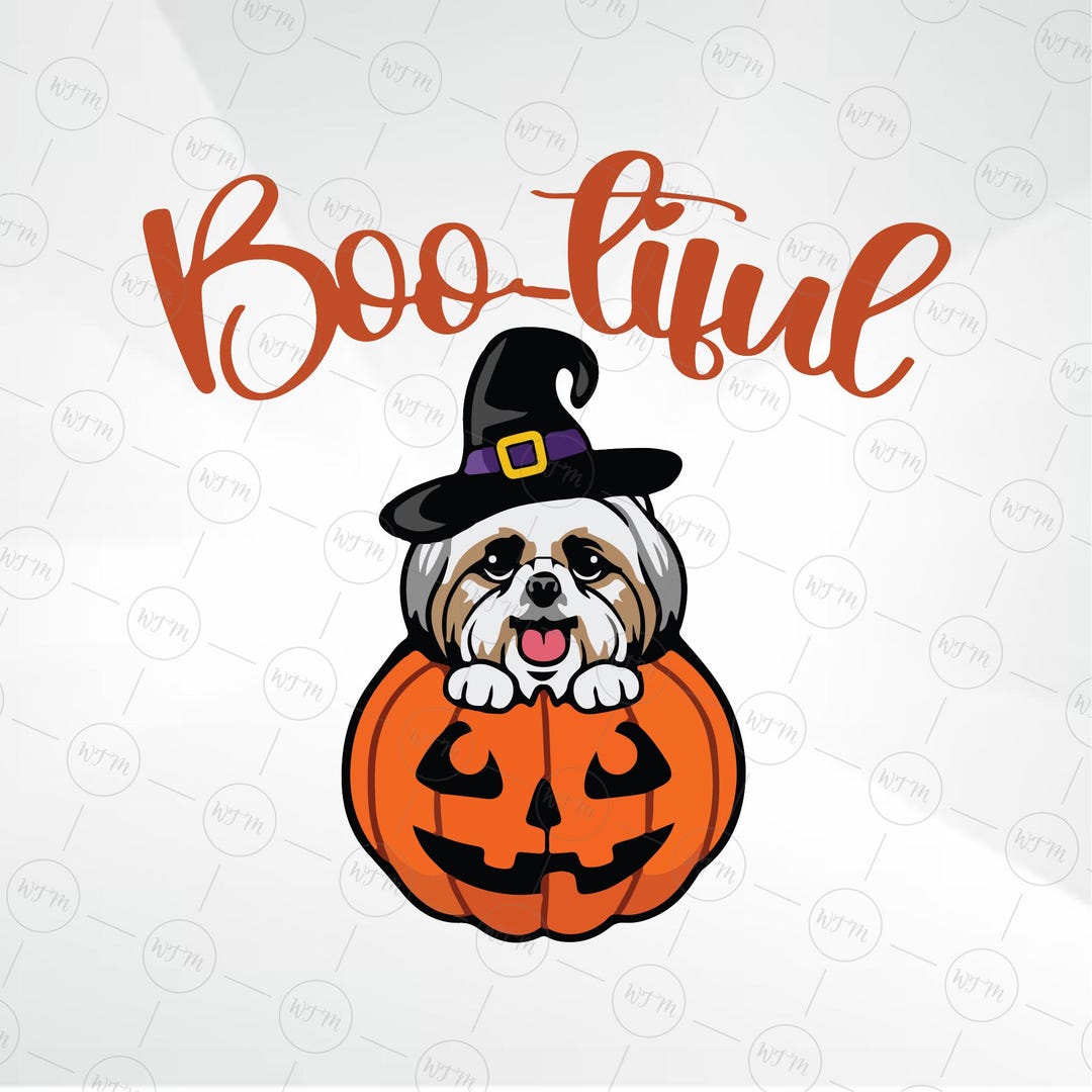 Halloween Dog SVG, Cute Shih Tzu SVG, Pumpkin Dog SVG, Digital Download ...