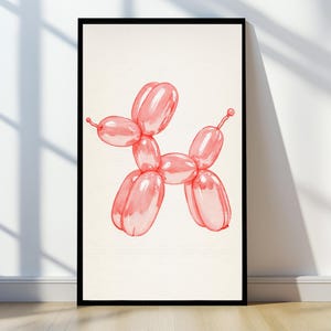 Pink Balloon Dog Wall Art | Minimalist Pop Art Printable | Fun Decor for Living Room, Nursery & More | Instant Download