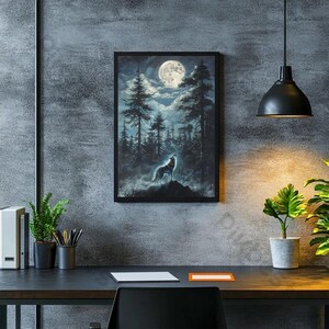 Mystical Night Wolf in the Moonlit Forest