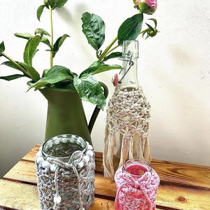 Macrame lantern and bottles