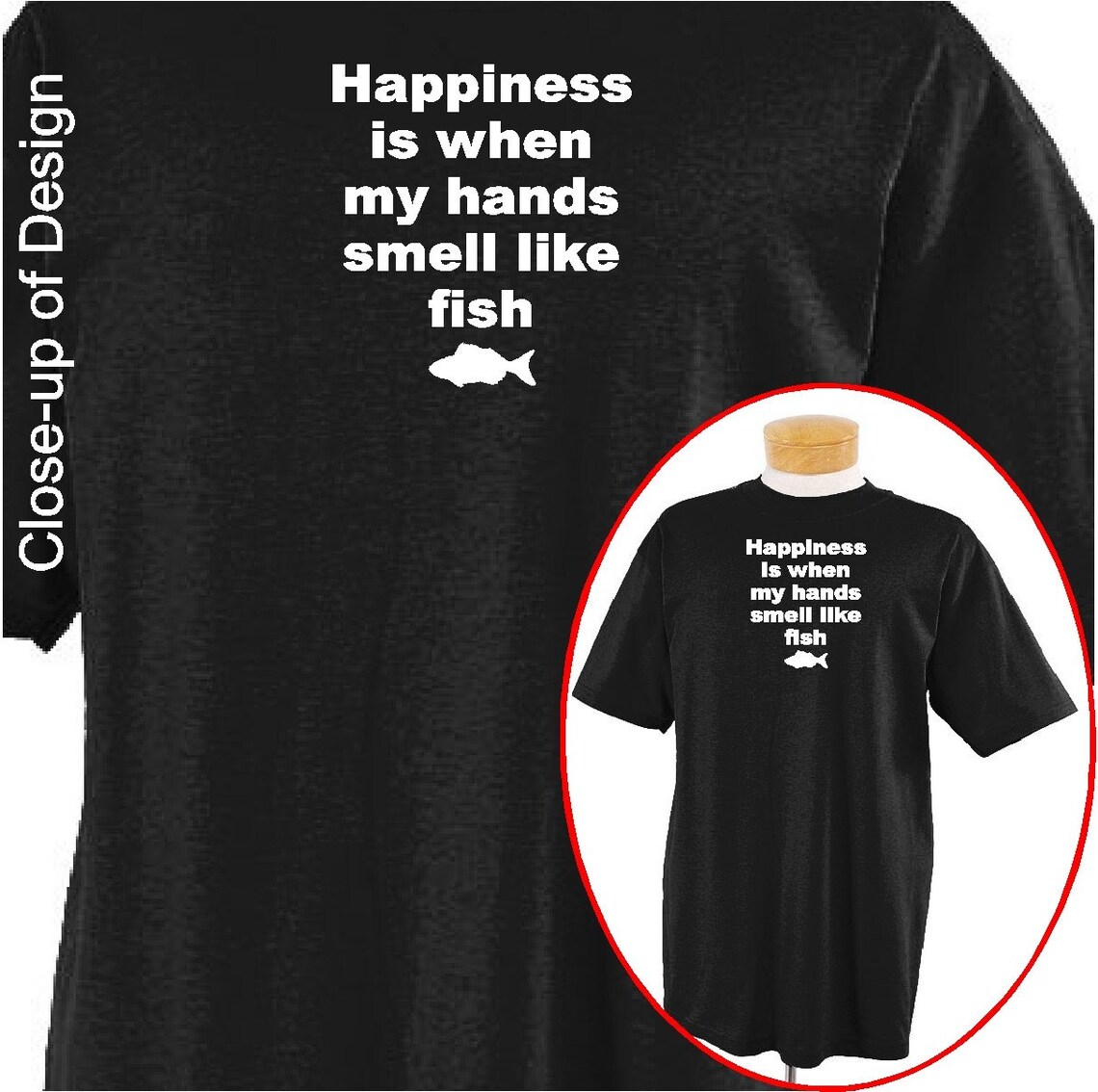 Happiness is when my hands smell like fish..Funny Fishing Etsy