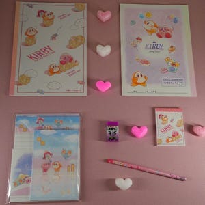 Caja de papelería japonesa Kirby: set oficial con cuadernos, borrador Grape y accesorios | Regalo kawaii de Japón