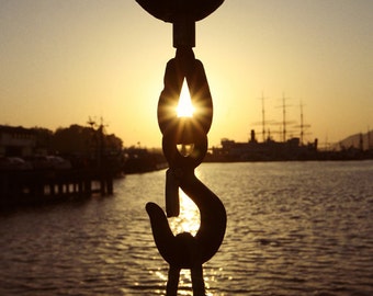 Hook on a pier at sunset digital download (fine art photography)