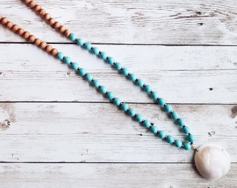 Cat Eye Shell Wooden Beads