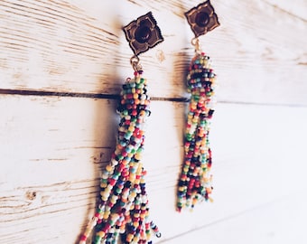 Baroque Rainbow Tassel Earrings
