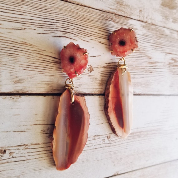 Agate slice shop earrings