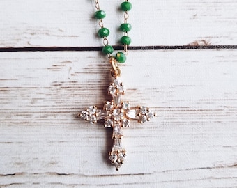 Crystal Cross Rosary Chain