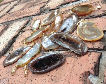 Brown Detachable Agate Slice Pendant
