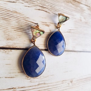 Abalone Blue Stone Earrings