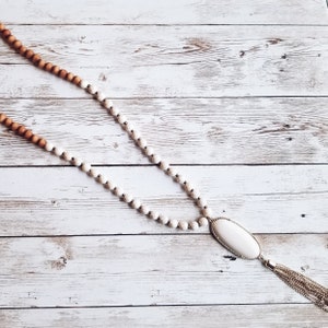 Oval Stone Wooden Beads