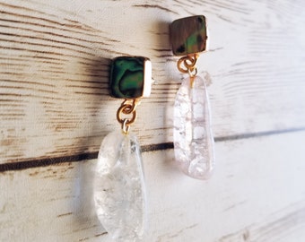 Abalone Pop Crystal Earrings
