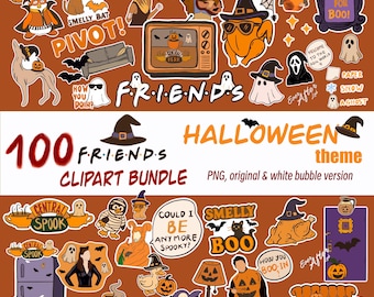 100 Halloween Friends Clipart PNG | Friends Stickers | Friends Clipart Bundle, Halloween Clipart | Halloween Stickers, Digital, FREEBIE