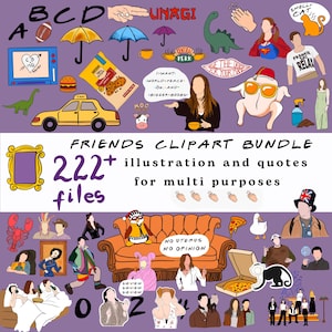 Pakiet PNG z motywem „Przyjaciele” | Ponad 222 grafiki typu clipart, czcionki i cytaty | Rysunki w wysokiej rozdzielczości do samodzielnego wykonania na ślub, urodziny, naklejki, zaproszenia, gratis