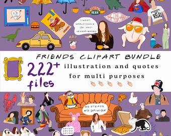 Friends Theme PNG Bundle | 222+ Clipart, Fonts & Quotes | High-Resolution Doodles for DIY Wedding, Birthday, Stickers, Invitations, Freebie